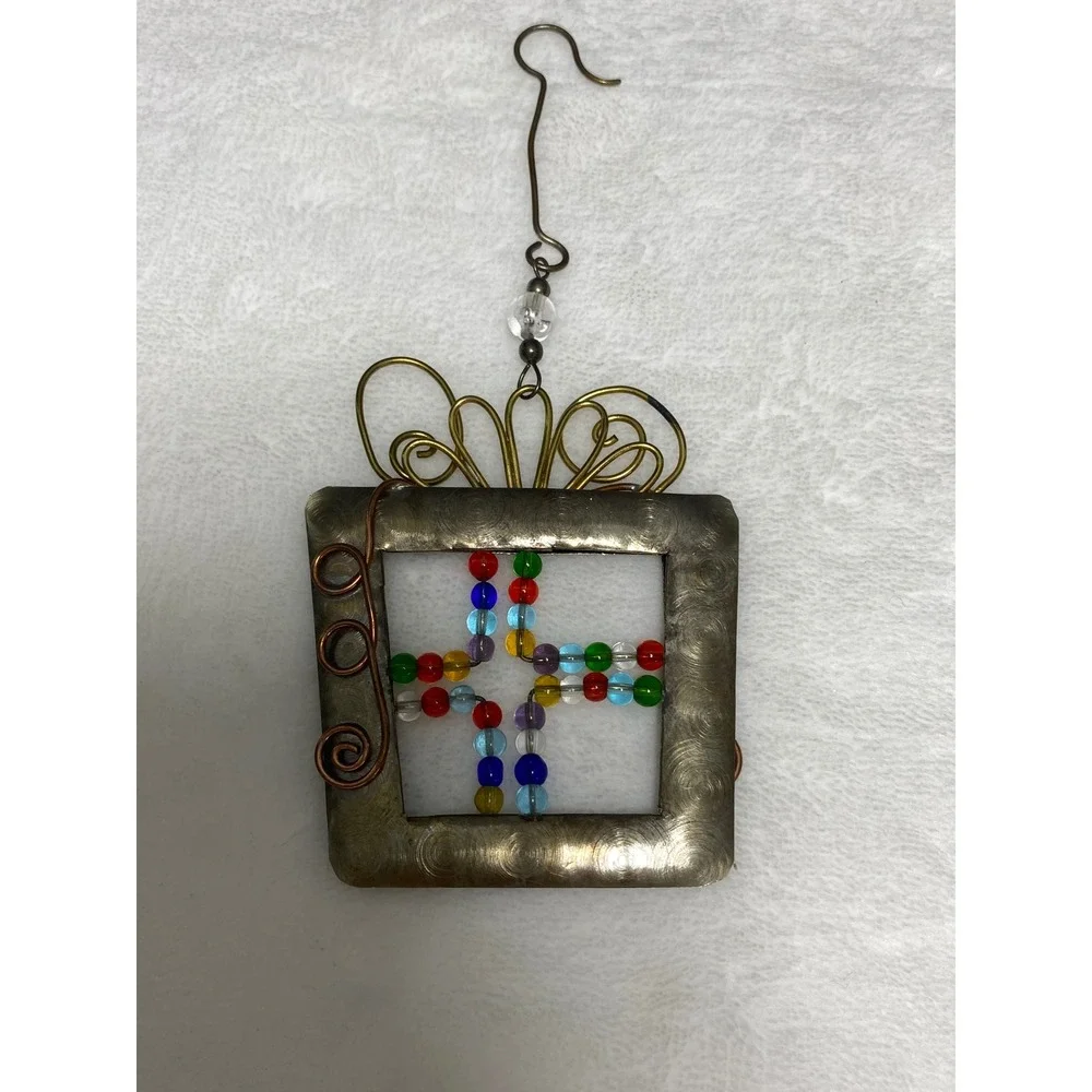 Handcrafted Beaded Gift Box Christmas Ornament Mix‎ Metals Brass Copper Metal
